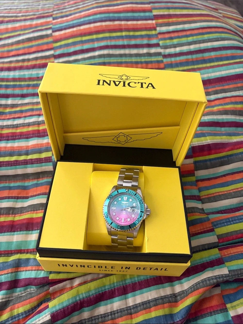 Sake today new Invicta Pro Diver Men's Watch 42mm Steel Tone Case Pink+Tiffany